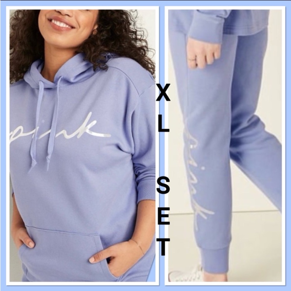 NWT VS PINK XL DUSTY PERIWINKLE SET